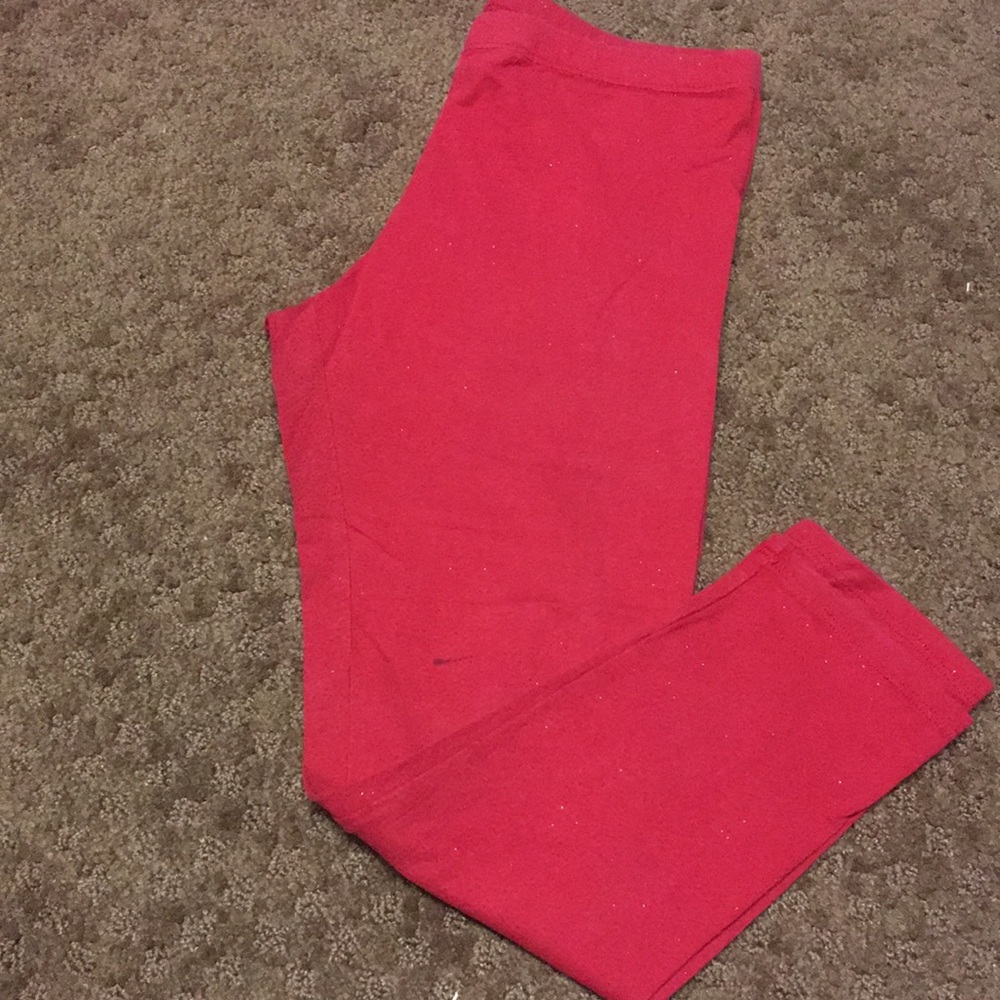 Leggings 7-8 girls sparkly red leggings good condition but